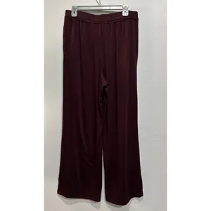 Lands' End Women's Pointelle Sleep Pajama Pants Wide Leg Size M (10-12) Burgundy thumbnail 3