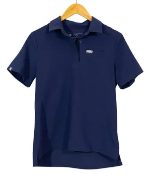 FIGS Nala Short Sleeve Scrub Polo Top - Blue - XS thumbnail 1