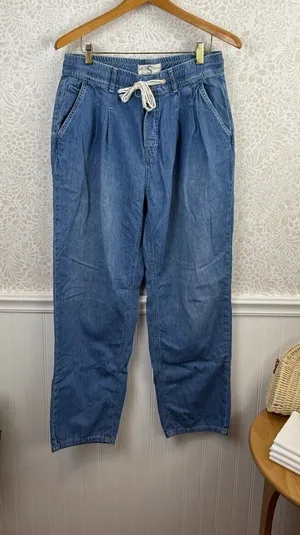 We The Free Drawstring Wide Leg Pleated Pull on Denim - Size - Small thumbnail 1