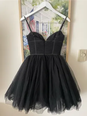 House of CB Princess Tulle Bow Sweetheart Black Mini Dress Size Small Tall thumbnail 9