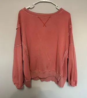 American Eagle Slouchy Coral Pink Oversized Crewneck Sweatshirt thumbnail 1