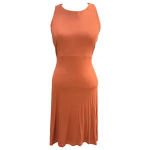 Workshop L Sleeveless A-Line Knit Dress Rust Orange Soft Stretch Bohemian Earthy thumbnail 4