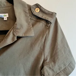 Lacoste Army Green Button Up Safari Belted Shirt Dress | S thumbnail 6