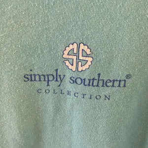 Simply Southern long sleeve blue top M log on front design on back thumbnail 5