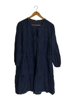 Old Navy Women's Navy Blue Tiered Long-Sleeve Balloon Sleeve Casual Dress thumbnail 3