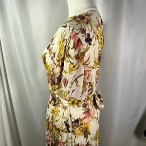 Anthropologie Tiny Floral Wrap Maxi Dress Ivory Multi Color‎ Womens Medium Boho thumbnail 5