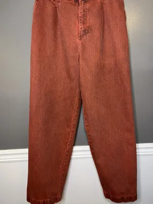 Big Bud Press Denim Trousers Jeans Womens L Red Medium Wash Relaxed Straight thumbnail 2