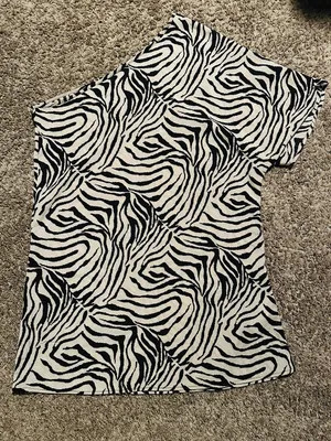 SHEIN Black and Beige Zebra-Print One-Shoulder Dress thumbnail 3
