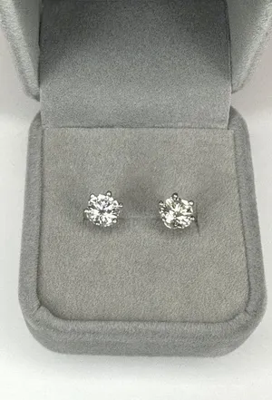 💎1 ct. t.w. GRA Certified Diamond 925 Sterling Silver Stud Earrings,Secure Back thumbnail 1