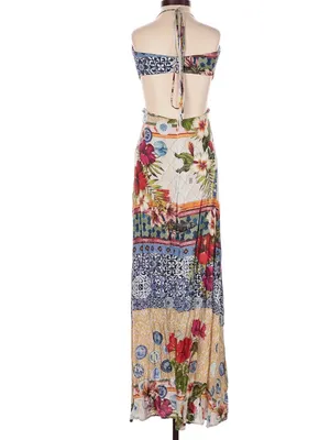 Farm Rio tropical patchwork boho festival halter maxi dress Small thumbnail 2