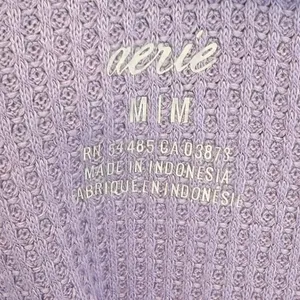 Aerie Lavender Purple Waffle Knit Faux Wrap Long Sleeve Top V-Neck Medium thumbnail 7