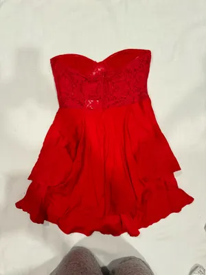 NWT Saints + Secrets Red Lace Corset Dress Medium thumbnail 4