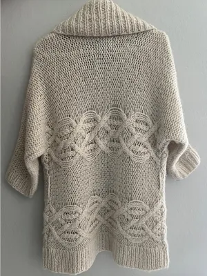 American Eagle Wool Mohair Open Front Chunky Knit Shawl Cardigan Y2K L thumbnail 3