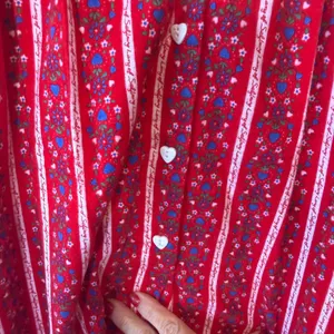 Lanz of Salzburg 100% Cotton Nightgown Medium Red Heart Lace Trim Cottagecore thumbnail 5