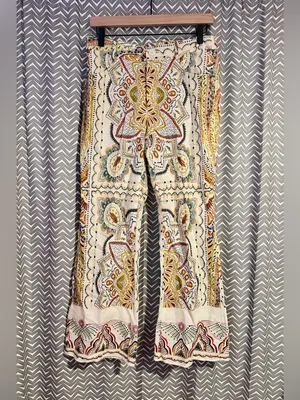 Zara | Paisley Linen-blend Mini Flare Pants, Small thumbnail 2
