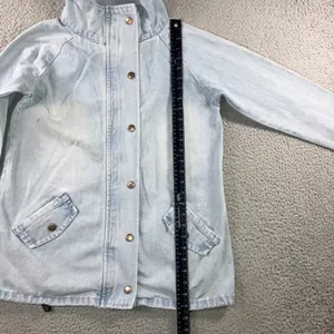 Oversized Denim Cargo Parka Jacket M Gorpcore Utility Field Coat Blue Light Wash Size M thumbnail 10
