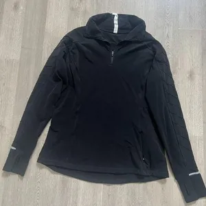 Lululemon 12 Running 1/2 1/4 Zip Pullover Mock Top Black Reflective Chevron thumbnail 3