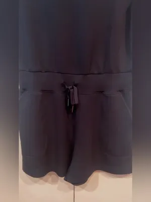 Spanx Airluxe Romper Black Size M Short Sleeve Lounge Athleisure thumbnail 4