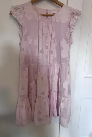 Light Pink Tiered Babydoll Mini Dress Wilfred Aritzia Women's Size Small thumbnail 1