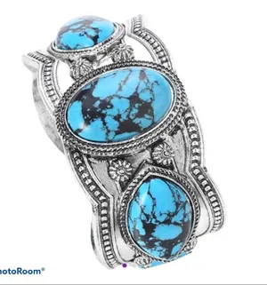 Novadab turquoise and silver tone cuff bracelet thumbnail 7