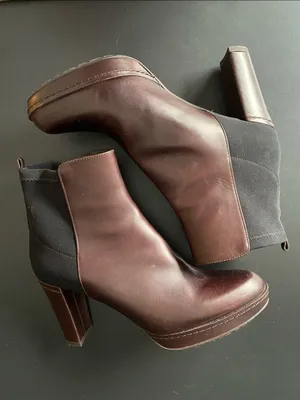 Stuart Weitzman Leather Platform Ankle Heeled Boots Booties Brown Black 6.5 thumbnail 1