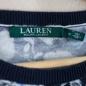 Lauren Ralph Lauren‎ Women's Floral Print Crew Neck Sweater Blue White Size M thumbnail 3
