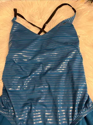 Nike Teal Blue Striped One-Piece Swimsuit size L brand new thumbnail 8