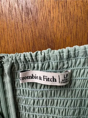 Abercrombie & Fitch Corset Lace-Up Midi Dress Slit Light Green Large Petite thumbnail 5