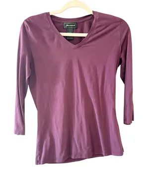 Jillanova Y2k Womens Plum Purple V-Neck Cotton Stretch Top Small Whisigoth‎ thumbnail 1