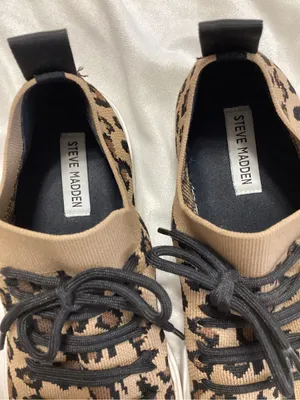 Steve Madden Leopard Knit Lace-Up Sneakers - Brown & Black thumbnail 2