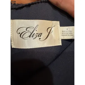Eliza J Pleated Off Shoulder Gown Dress Size 4 $218 Navy Blue Crepe thumbnail 9