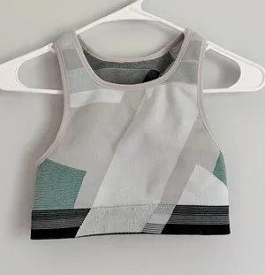 Nike Dri-FIT Seamless Racerback Sports Bra Gray Green Size M thumbnail 1