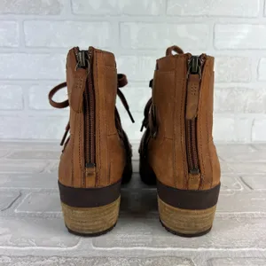 Merrell‎ Boots Womens 8 Brown Leather Strappy Lace Up Back Zip Outdoor Shiloh II thumbnail 4
