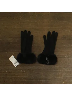 NWT INC International Concepts Studded Faux Fur Cuff Gloves IN2542504 Black M thumbnail 3