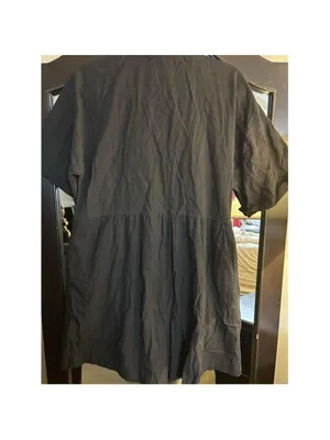 NEW Button Down Linen Shorts Rompers Collared Pockets L Black Size L thumbnail 6