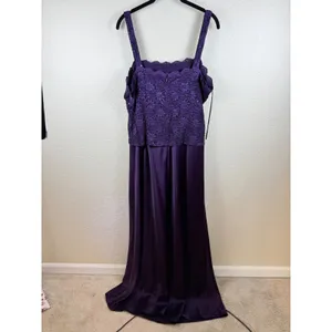 Alex Evenings Gown Formal Dress‎ Women 16 Purple Sequin Lace Satin Elegant thumbnail 4