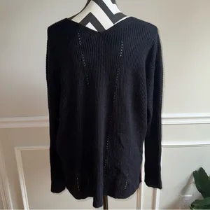 All‎ Saints Rhoda V Neck Sweater Alpaca Wool Blend Black Size small thumbnail 3