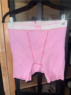 SKIMS Boxer shorts high rise Cotton Ribbed Bubblegum pink barbie lounge pjs thumbnail 6
