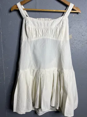 Free People Azasia Minidress in Ivory. Size Large Cotton, dropped waist thumbnail 4