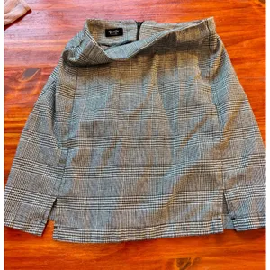 John Galt Brandy Melville Plaid Mini Skirt BlackWhite Glen Check Side Slit Small thumbnail 1