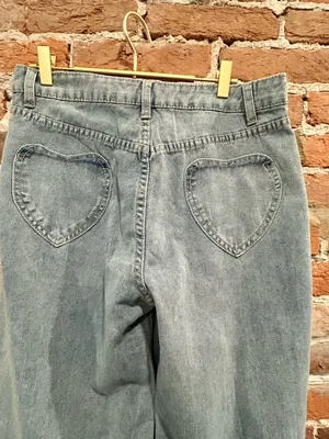 Boutique Light Wash Wide Leg Jeans Heart Pockets Y2K High Rise Size 29 thumbnail 4
