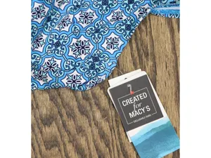 Swim Solutions Womens Printed Tummy-Control Tankini Swim Top 807104 Tile Blue 8 thumbnail 5