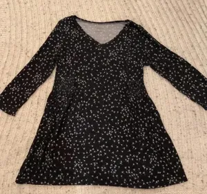 Motherhood Maternity black tunic dandelion‎ long-sleeve shirt, size medium​ thumbnail 1