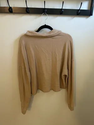 Vuori Sedona Cropped Polo Shirt Sweatshirt Tan thumbnail 4