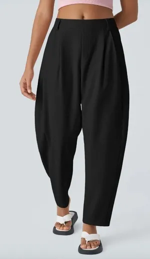 Halara Black Mid-Rise Pocket Barrel Leg Baggy Work Pants - Size - Medium thumbnail 1