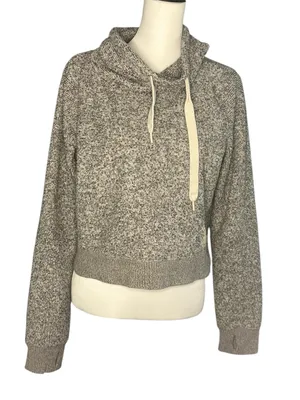 Hollister Long Sleeve Crop Turtle Neck Top Medium Gray White thumbnail 1