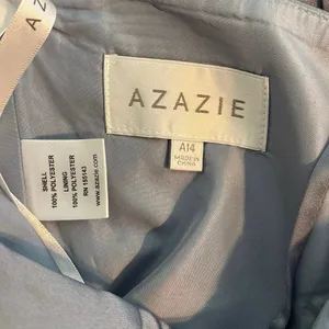 NEW Azazie Size A 14 Maksim Stretch Satin Maxi Dress Dusty Blue Bridesmaid thumbnail 5