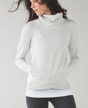 Lululemon On The Double Pullover Heathered White Size 6 thumbnail 1