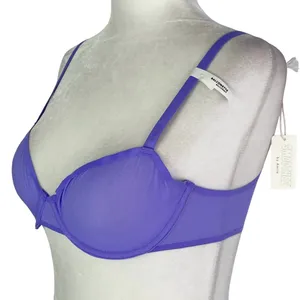 New Aerie SMOOTHEZ Mesh Unlined Underwire Balconette Bra Purple Size 34DDD thumbnail 1