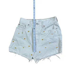 PacSun Daisy Embroidered‎ Ultra High Waisted Vintage Denim Shorts Sz 26 thumbnail 8